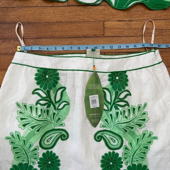 Farm Rio Green Festival Color Midi Skirt and Cropped Blouse Set Size XL. NWT - Picture 3 of 15